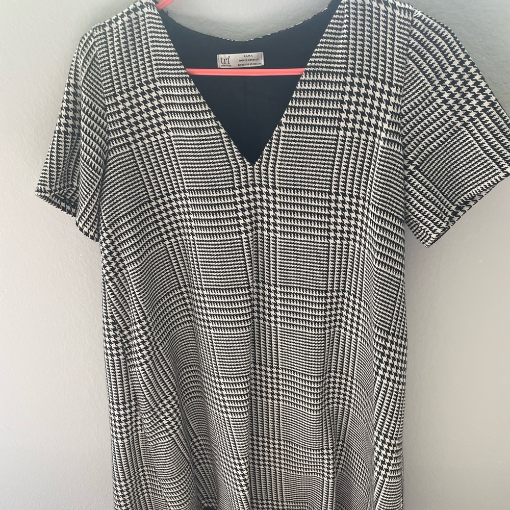 Zara Black and White Plaid T-shirt dress